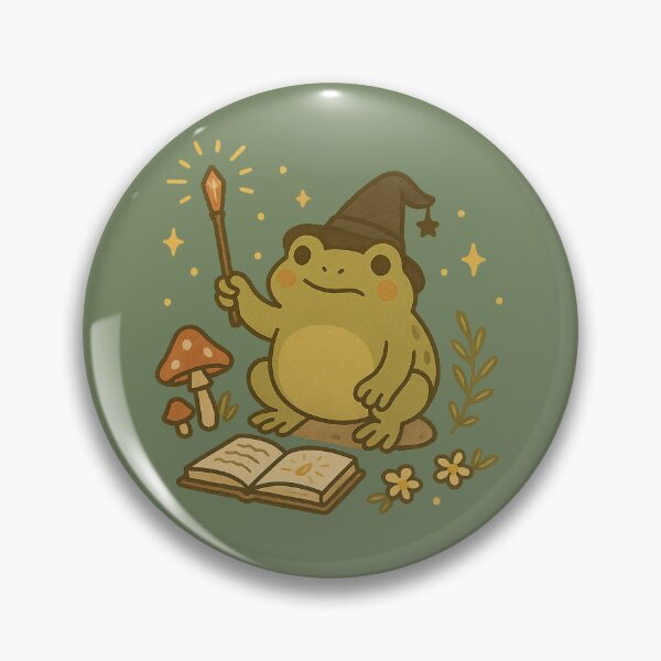 Item preview, Cottagecore Witch Frog – Cute Frog with Wand and Spellbook Design designed and sold by ThePeelAppeal.
