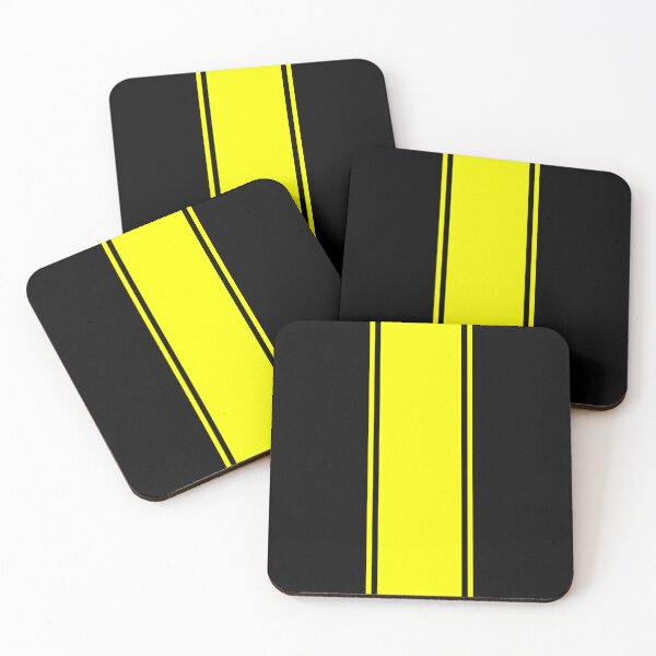 Item preview, Single Racing Stripe With 2 Pinstripes - Yellow on Black designed and sold by Racing Stripes Only.