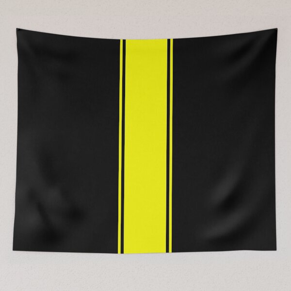 Item preview, Single Racing Stripe With 2 Pinstripes - Yellow on Black designed and sold by Racing Stripes Only.