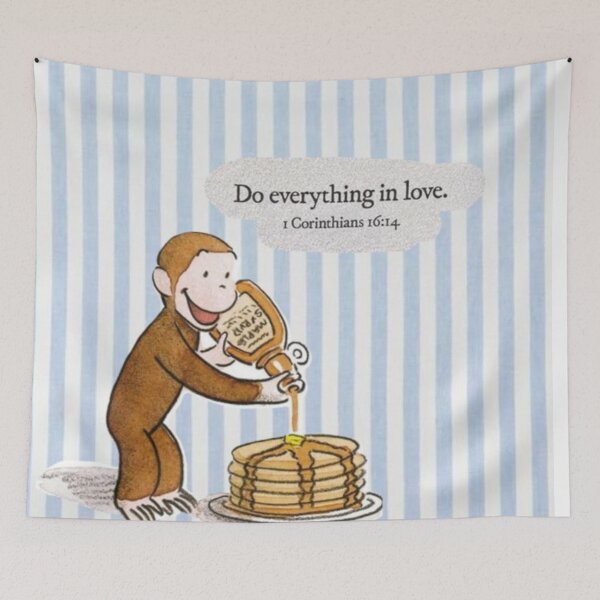 Item preview, Curious George Pancakes with bible verse  designed and sold by Shars-creations.
