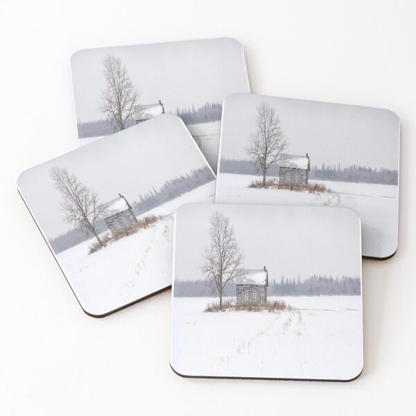 Item preview, Lonely cabin on a snowy plain designed and sold by VeilOfPigments.