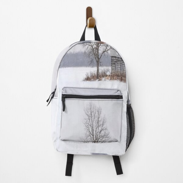 Item preview, Lonely cabin on a snowy plain designed and sold by VeilOfPigments.