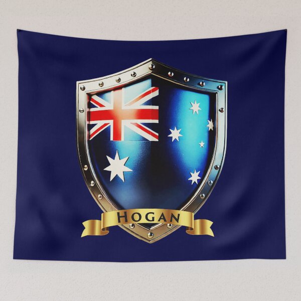 Artikelvorschau, Wappen der australischen Familie Hogan, traditionelles Wappen der Stärke entworfen und verkauft von Highlandkings.