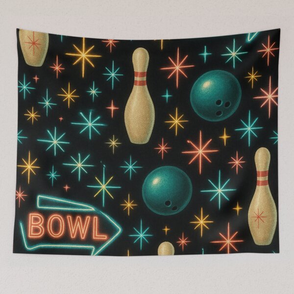 Item preview, retro 1950s style bowling alley pattern designed and sold by Kristylynn757.