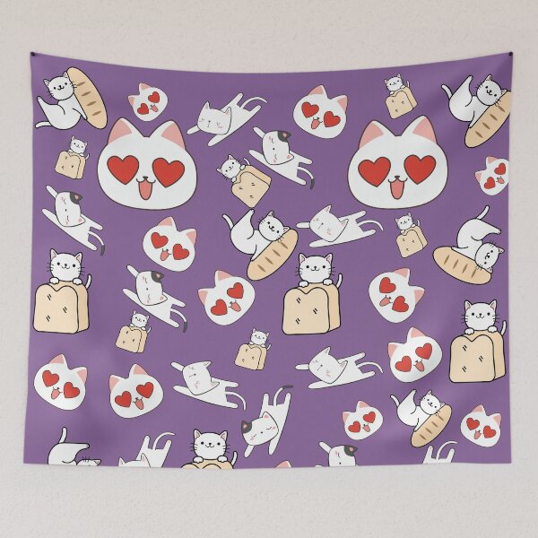 Item preview, White cat face with heart shape eyes designed and sold by BritishDelights.