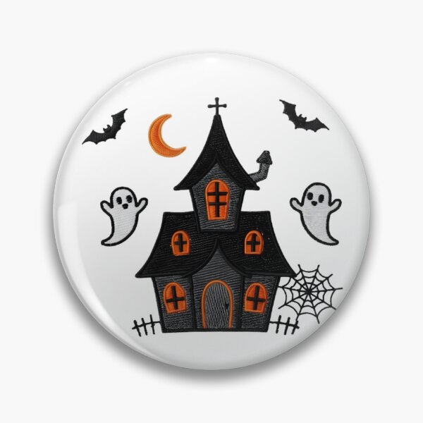 Aperçu de l'œuvre Effet de broderie de la maison hantée effrayante d'Halloween créée et vendue par Project X Design.