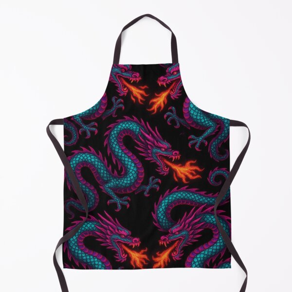 Item preview, neon fire breathing dragons on black velvet designed and sold by Kristylynn757.