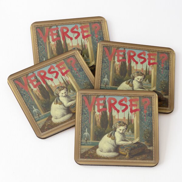 Item preview, White Cat with Turban Writing a Verse – Arabian Palace Art “Verse?" designed and sold by Golden Chaos.