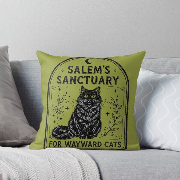 Artikelvorschau, Ein mystisches, verzweifeltes Abzeichen für „Salems Zufluchtsort für eigensinnige Katzen“ mit einer flauschigen Katze in der Hauptrolle. entworfen und verkauft von bluel_evin.