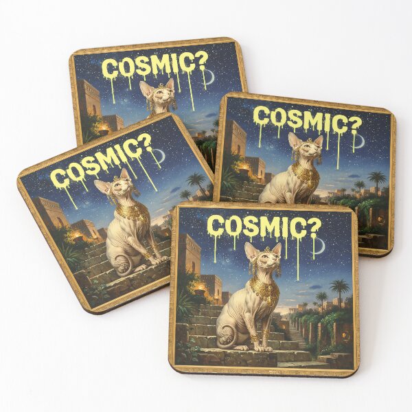 Item preview, Sphinx Cat with Golden Crown and Jewelry – Egyptian Cosmic Art “Cosmic?” designed and sold by Golden Chaos.