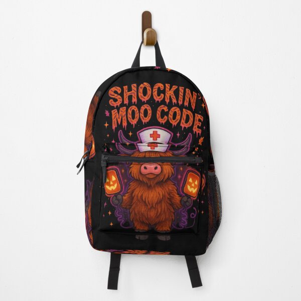 Item preview, Shockin’ Moo Code – Funny Halloween Highland Cow ER Nurse designed and sold by ClinicalHubs.