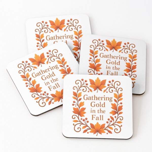 Item preview, Gathering Gold in the Fall - Elegant Autumn Leaves and Quote Design designed and sold by inkoutninja.