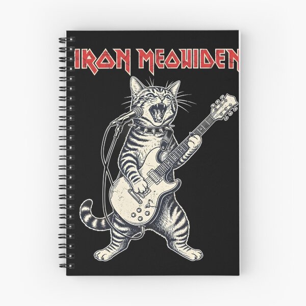 Item preview, Un gato de heavy metal toca la guitarra y canta en un diseño de parodia de la banda "Iron Meowiden". designed and sold by bluel_evin.
