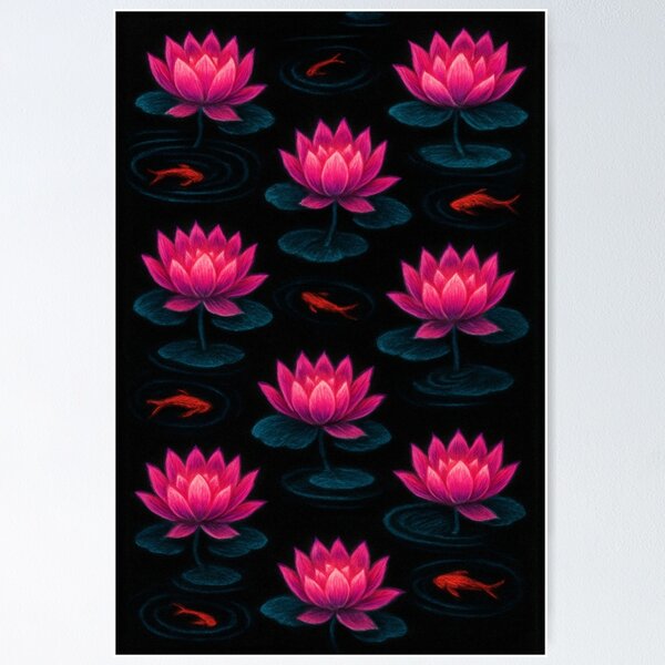 Item preview, glowing pink lotus flowers and koi fish  designed and sold by Kristylynn757.