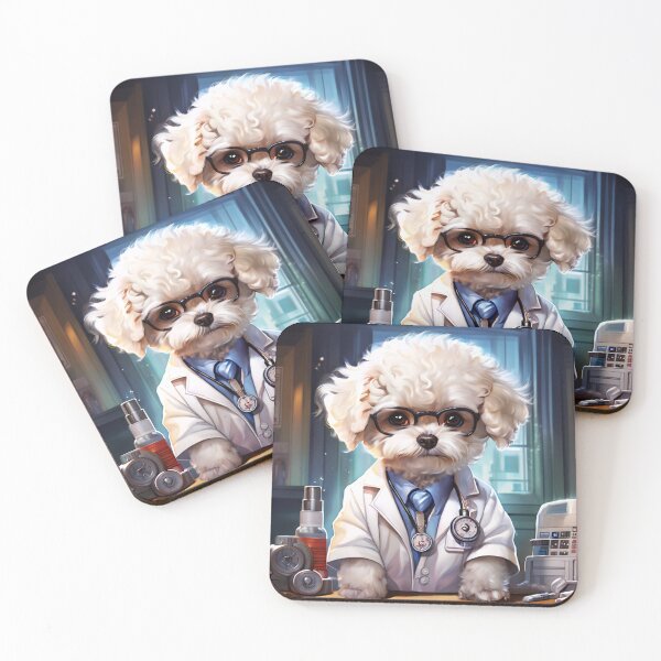 Item preview, Bichon Frise Doctor in Lab Coat designed and sold by Wags & Tails.