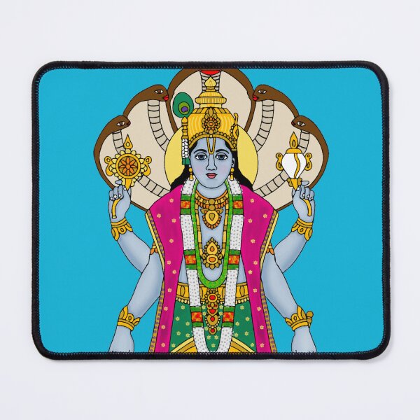 Item preview, Lord Vishnu Standing on Lotus Digital Artwork | Hindu Spiritual Wall Art | Divine Narayan Painting designed and sold by Harshit_Digital_Arts.