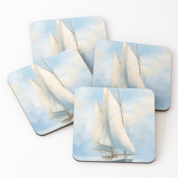 Item preview, Abstract Sailboat Canvas Art, Sailboat Painting, Vintage Seascape Painting, Blue Ocean Painting, White Blue Home Decor, Nautical prints designed and sold by SavageVision.