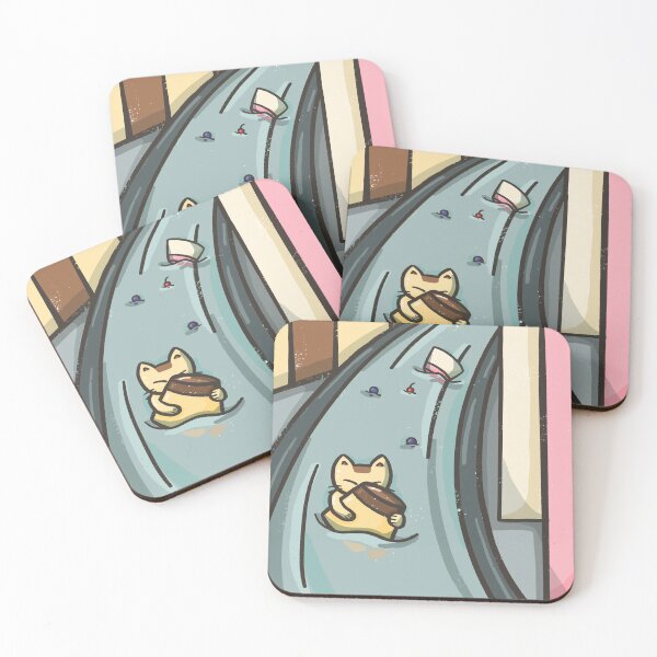 Item preview, Pudding the Cat Swept Away by the Current – Cute Kawaii Water Adventure Illustration designed and sold by Sleepy-Town.
