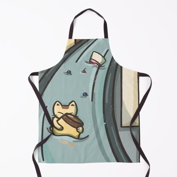 Item preview, Pudding the Cat Swept Away by the Current – Cute Kawaii Water Adventure Illustration designed and sold by Sleepy-Town.