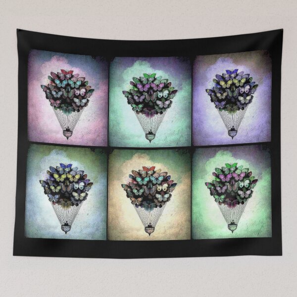 Item preview, BUTTERFLY BALLOONS : Vintage Collage Poster Print. designed and sold by posterbobs.