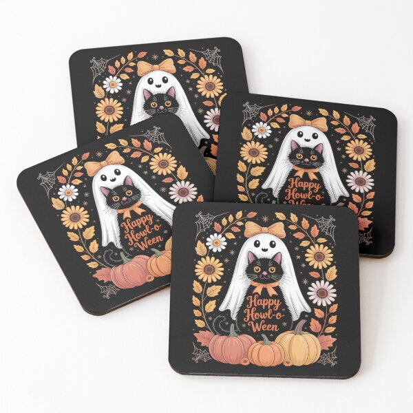 Item preview, Halloween Ghost Holding Black Cat Floral designed and sold by Bandikonsalez.