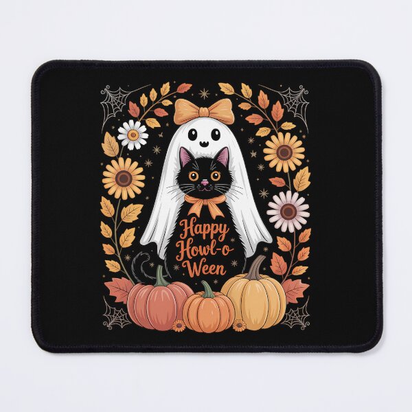 Item preview, Halloween Ghost Holding Black Cat Floral designed and sold by Bandikonsalez.