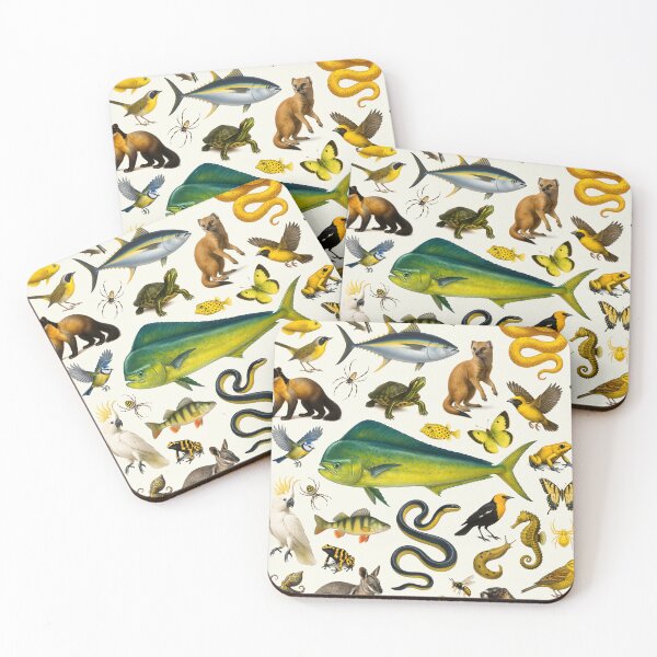 Item preview, Wild World in Yellow Retro Illustration Wildlife Chart designed and sold by kakarikihill.