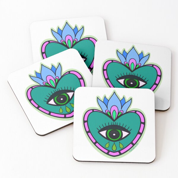 Item preview, Sacred Heart - Green Blue Purple designed and sold by FoxfireAndCo.