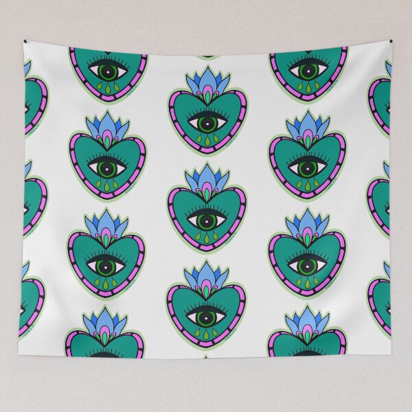 Item preview, Sacred Heart - Green Blue Purple designed and sold by FoxfireAndCo.