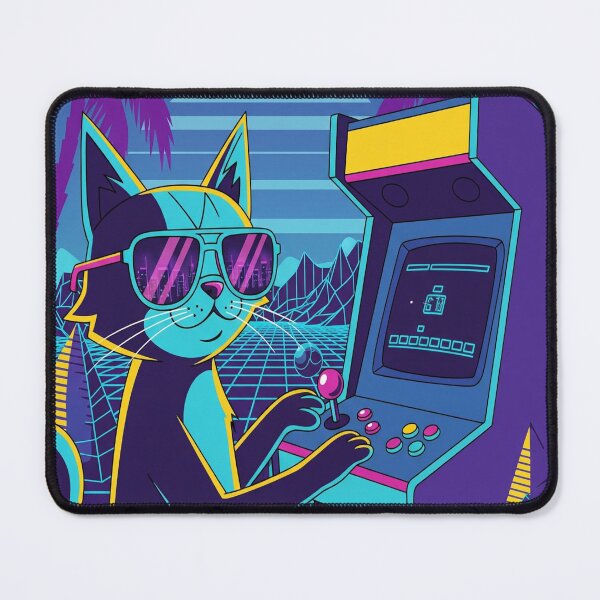 Item preview, Arcade Cat Retro Gamer Neon 80s Vaporwave Cat T-Shirt & Stickers designed and sold by Neko-Doodle-co.