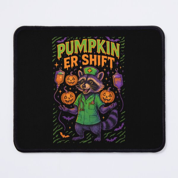 Item preview, Pumpkin ER Shift – Funny Halloween Raccoon ER Nurse designed and sold by ClinicalHubs.