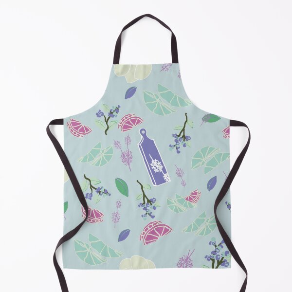 Item preview, Light green lemon, blueberry and cutting board seamless pattern designed and sold by RosebudTextilesArt.