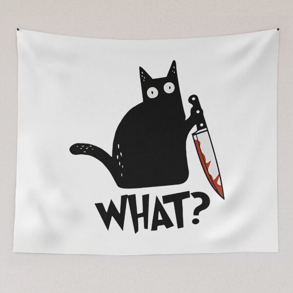 Item preview, Cat What Murderous Black Cat With Knife Gift Premium T-Shirt designed and sold by COOKHOLLAND.