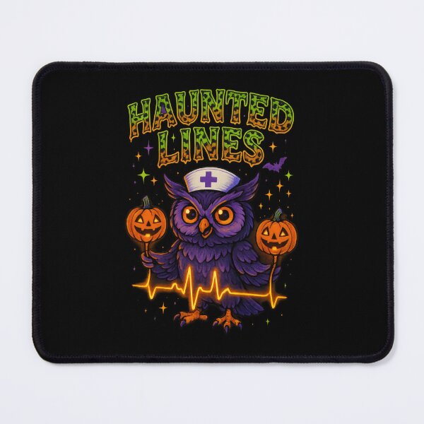 Item preview, Haunted Lines – Funny Halloween Owl ER Nurse designed and sold by ClinicalHubs.