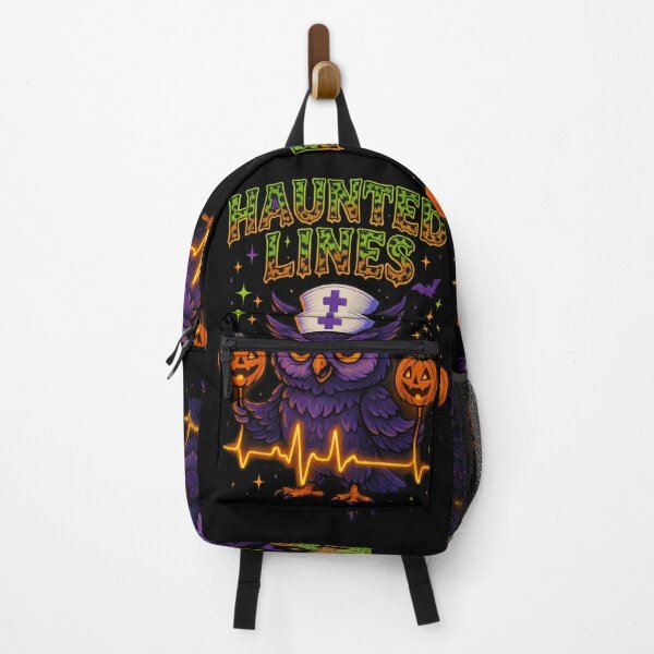 Item preview, Haunted Lines – Funny Halloween Owl ER Nurse designed and sold by ClinicalHubs.