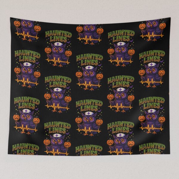 Item preview, Haunted Lines – Funny Halloween Owl ER Nurse designed and sold by ClinicalHubs.