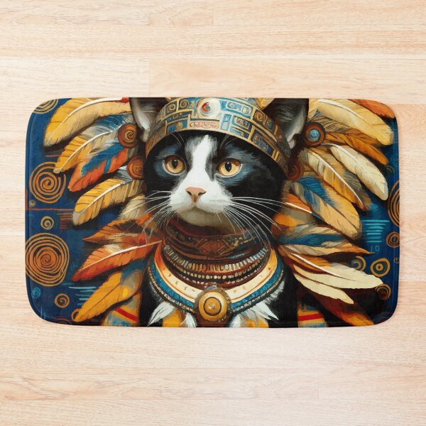 Item preview, Gustav Klimt Cat in Aztec Headdress designed and sold by Vicky Brago-Mitchell®.