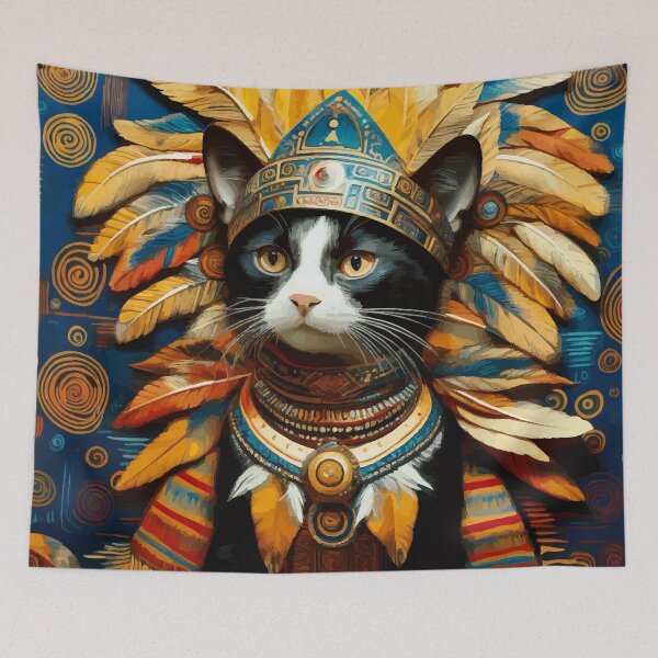 Item preview, Gustav Klimt Cat in Aztec Headdress designed and sold by Vicky Brago-Mitchell®.