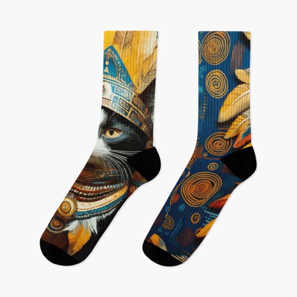 Item preview, Gustav Klimt Cat in Aztec Headdress designed and sold by Vicky Brago-Mitchell®.