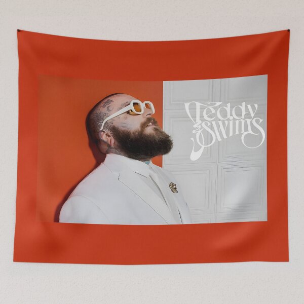 Item preview, Teddy Swims White Suit Poster – Bold Orange & White Wall Music Art Print designed and sold by FutureWellShop.