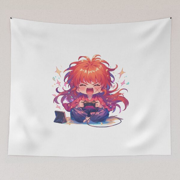Item preview, Himura Kenshin Rurouni Kenshin Cute Chibi Playing Video Game Anime designed and sold by earlobejerk.