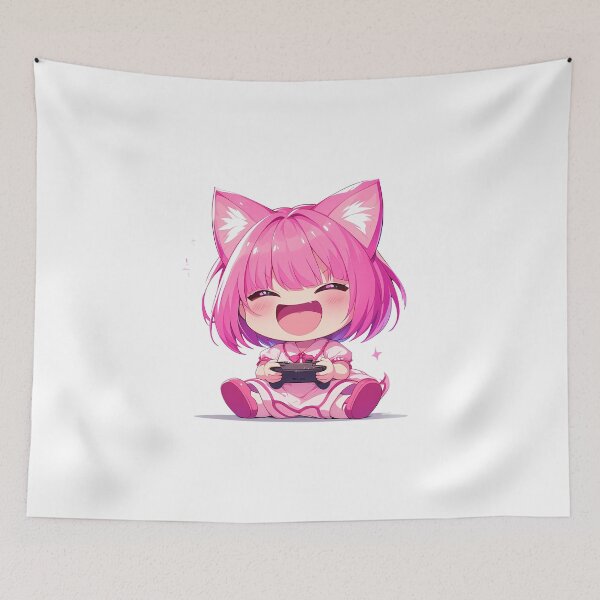 Item preview, Lucy Kaede Elfen Lied Cute Chibi Playing Video Game Anime Girl designed and sold by earlobejerk.