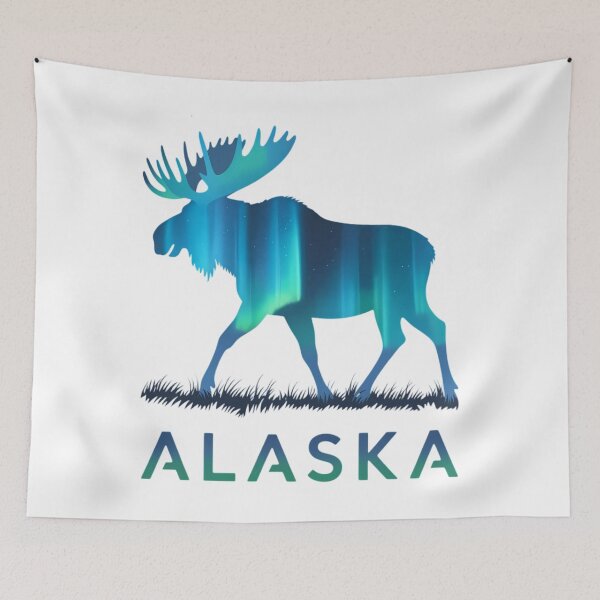 Item preview, Alaskan Moose with Aurora Borealis Snow Scene designed and sold by Sunset4Bones.