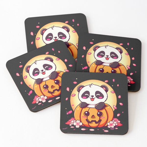 Item preview, Cute Panda Inside Glowing Jack-O-Lantern with Red Sakura | Kawaii Japanese Halloween Design designed and sold by ColorSplash123.