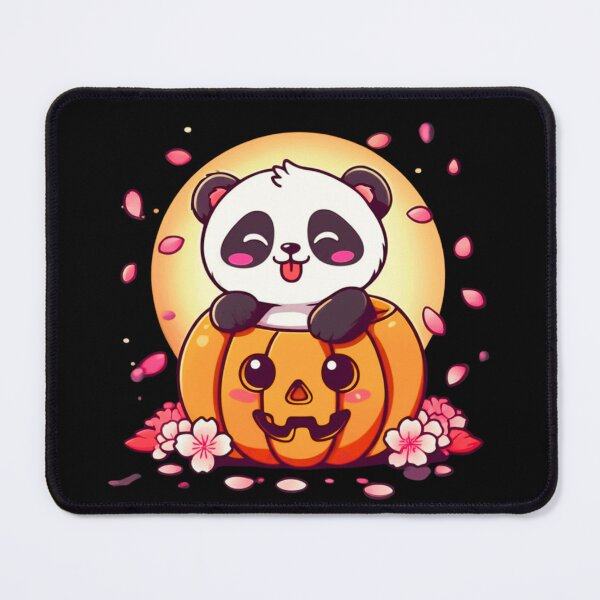 Item preview, Cute Panda Inside Glowing Jack-O-Lantern with Red Sakura | Kawaii Japanese Halloween Design designed and sold by ColorSplash123.