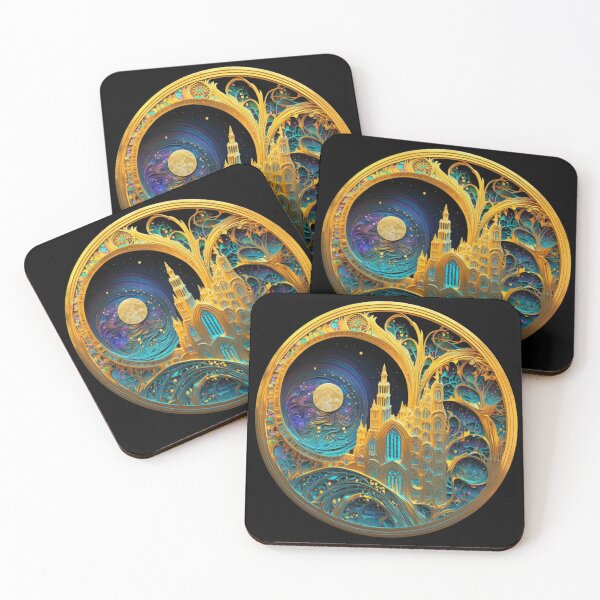 Item preview, Golden Moonlit Fantasy Castle Mandala designed and sold by The-Chic-Geek-.