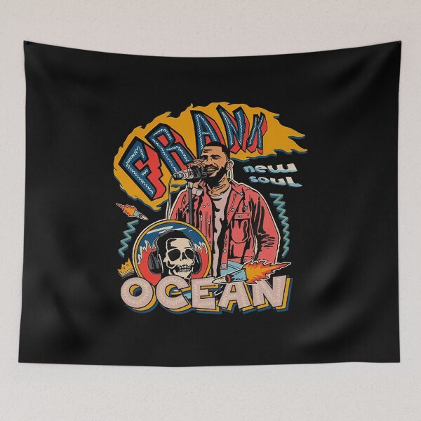 Item preview, Frank Ocean Retro Microphone Graphic with Skull and Flames designed and sold by kingofshaman123.