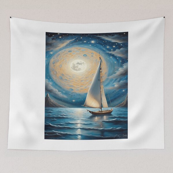 Item preview, Galactic Seas Journey Under The Cosmic Moon designed and sold by VivianMant.