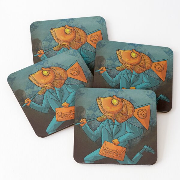 Item preview, Fish-Head Businessman Surreal Illustration designed and sold by BUDDYLUU.