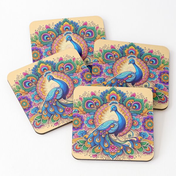Item preview, Peacock Rangoli Mandala Style Design designed and sold by Mywaymylife.